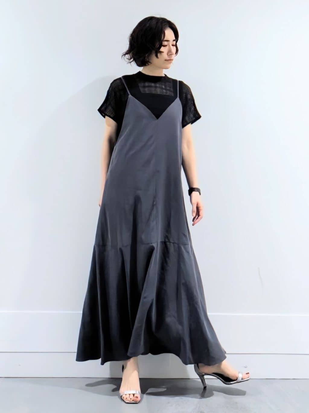 ミズタさんの「UNTITLED｜【シアー】チェックスタンドネックブラウス」を使ったコーディネート