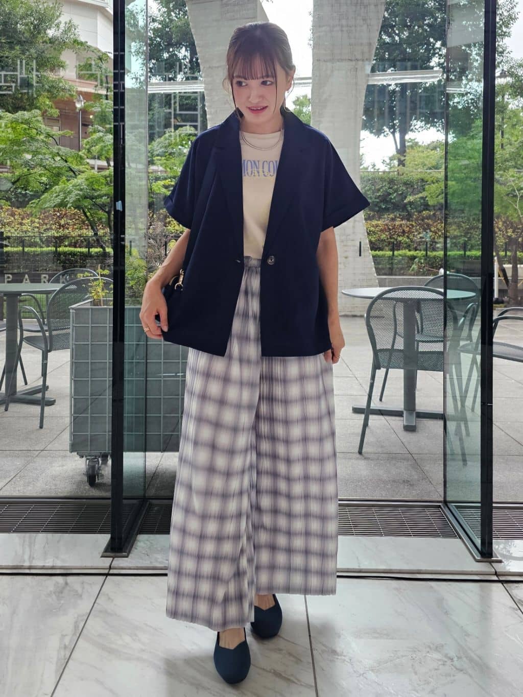 ゆゆさんの「SHOO･LA･RUE｜【S-LL】さらりと着たい大人のための 麻調半袖ジャケット」を使ったコーディネート