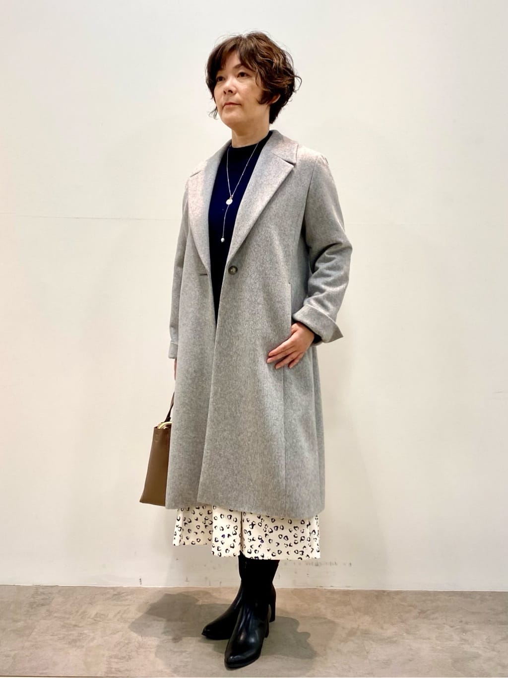 oharaさんの「Reflect｜【SS-4Lサイズ／選べる6色】テーラードカラーロングウール混コート」を使ったコーディネート