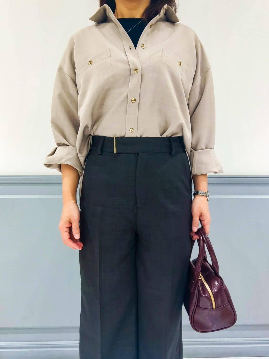 なっちゃんさんの「grove｜【カセット服】洗えるストレートワイドパンツ」を使ったコーディネート