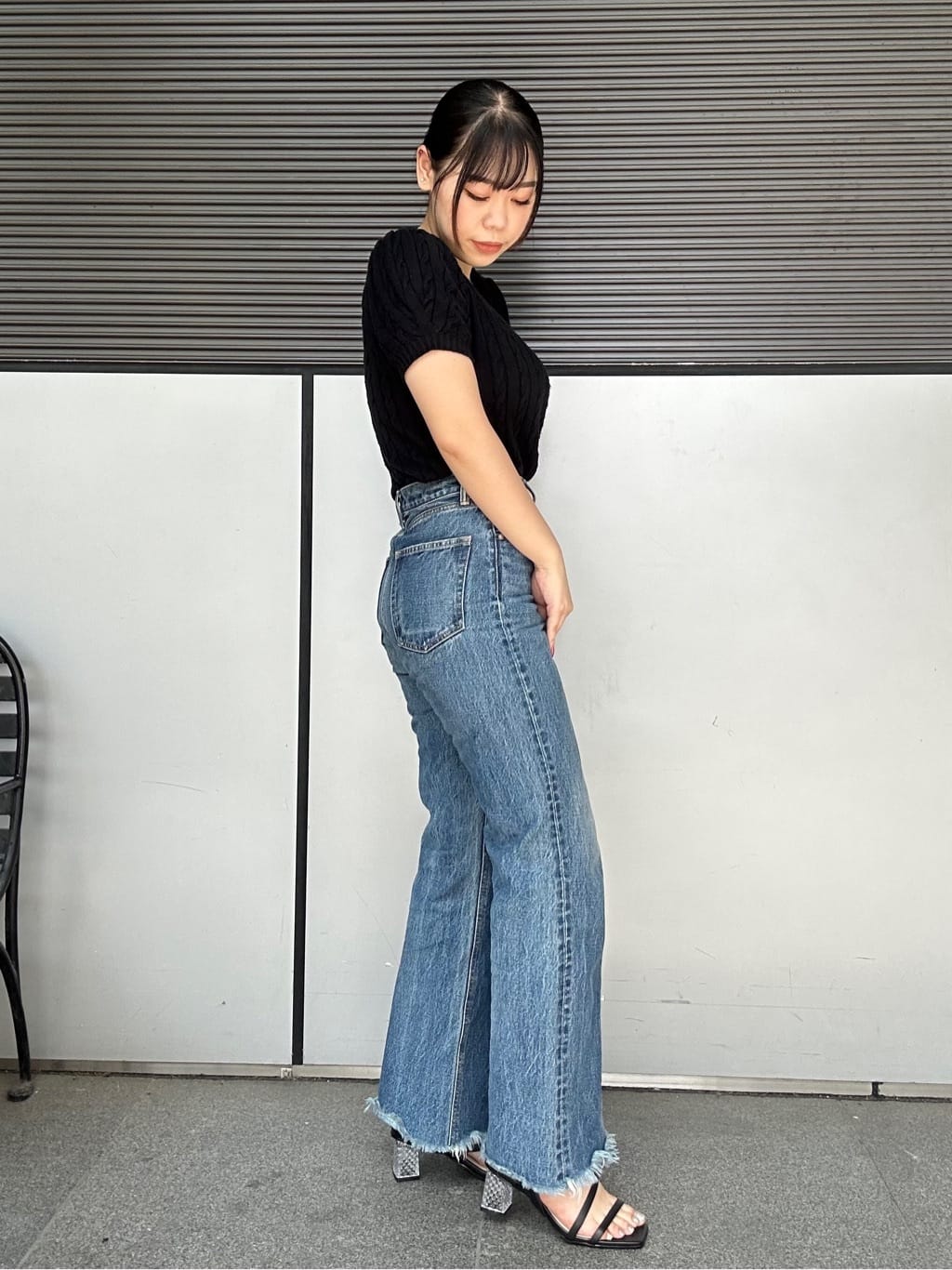 あずみさんの「ESPERANZA｜キルティングクリアヒールサンダル」を使ったコーディネート