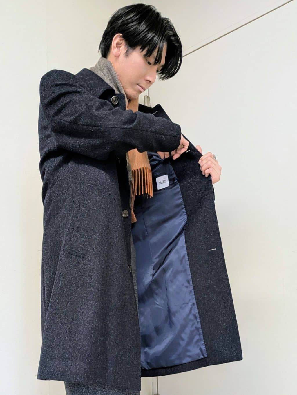 ryoさんの「TAKEO KIKUCHI｜カシミヤブレンド ビーバー調ステンカラーコート」を使ったコーディネート