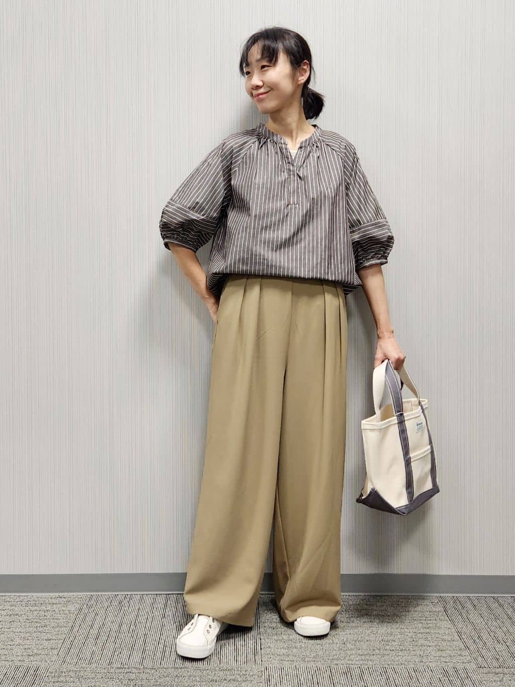 naraさんの「Dessin｜【セットアップ可・洗える】ダブルタックワイドパンツ」を使ったコーディネート