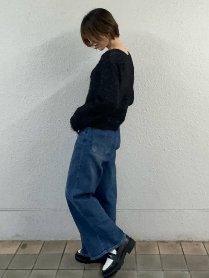 risaさんの「OPAQUE.CLIP｜ラメシャギーニット【洗濯機OK】」を使ったコーディネート