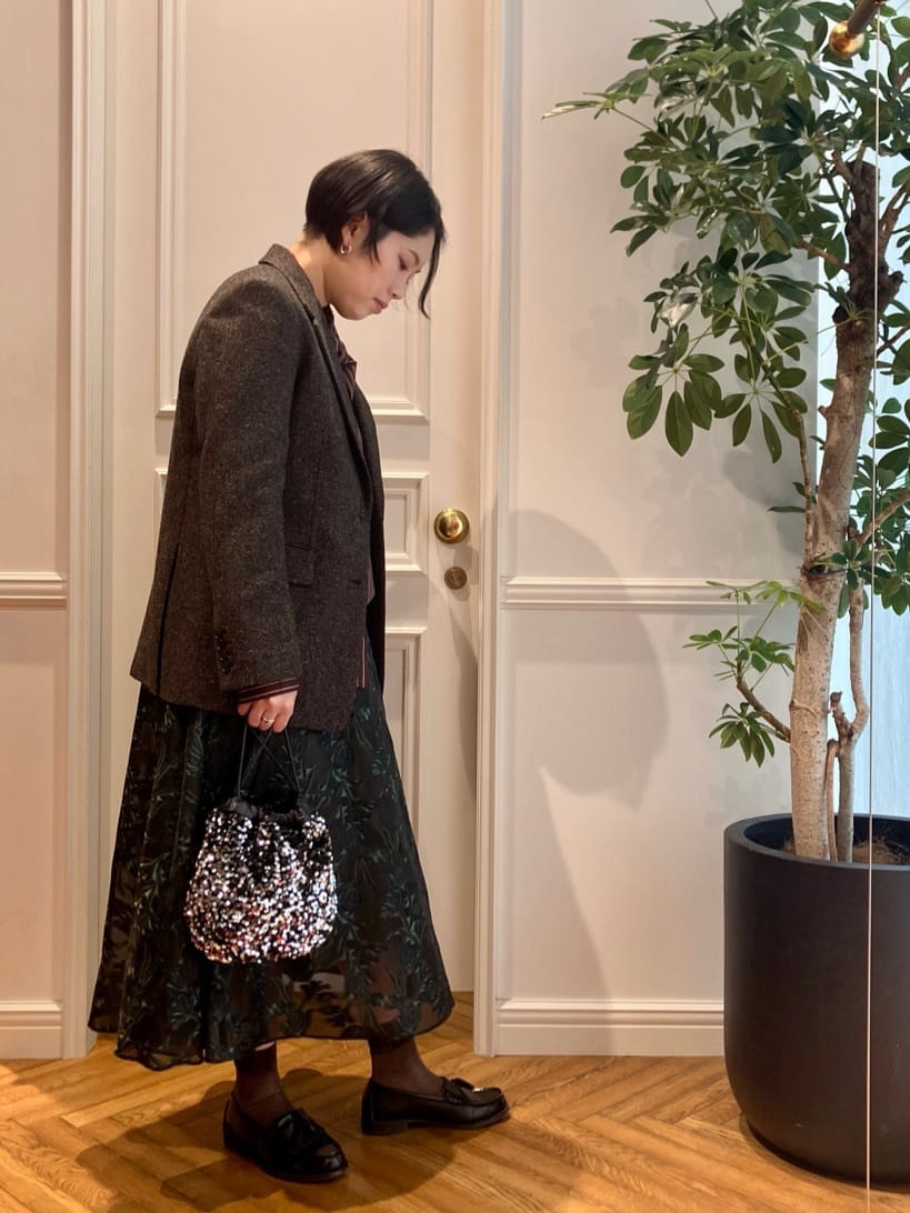 konominさんの「DRESSTERIOR｜スパンコール2WAY巾着バッグ」を使ったコーディネート