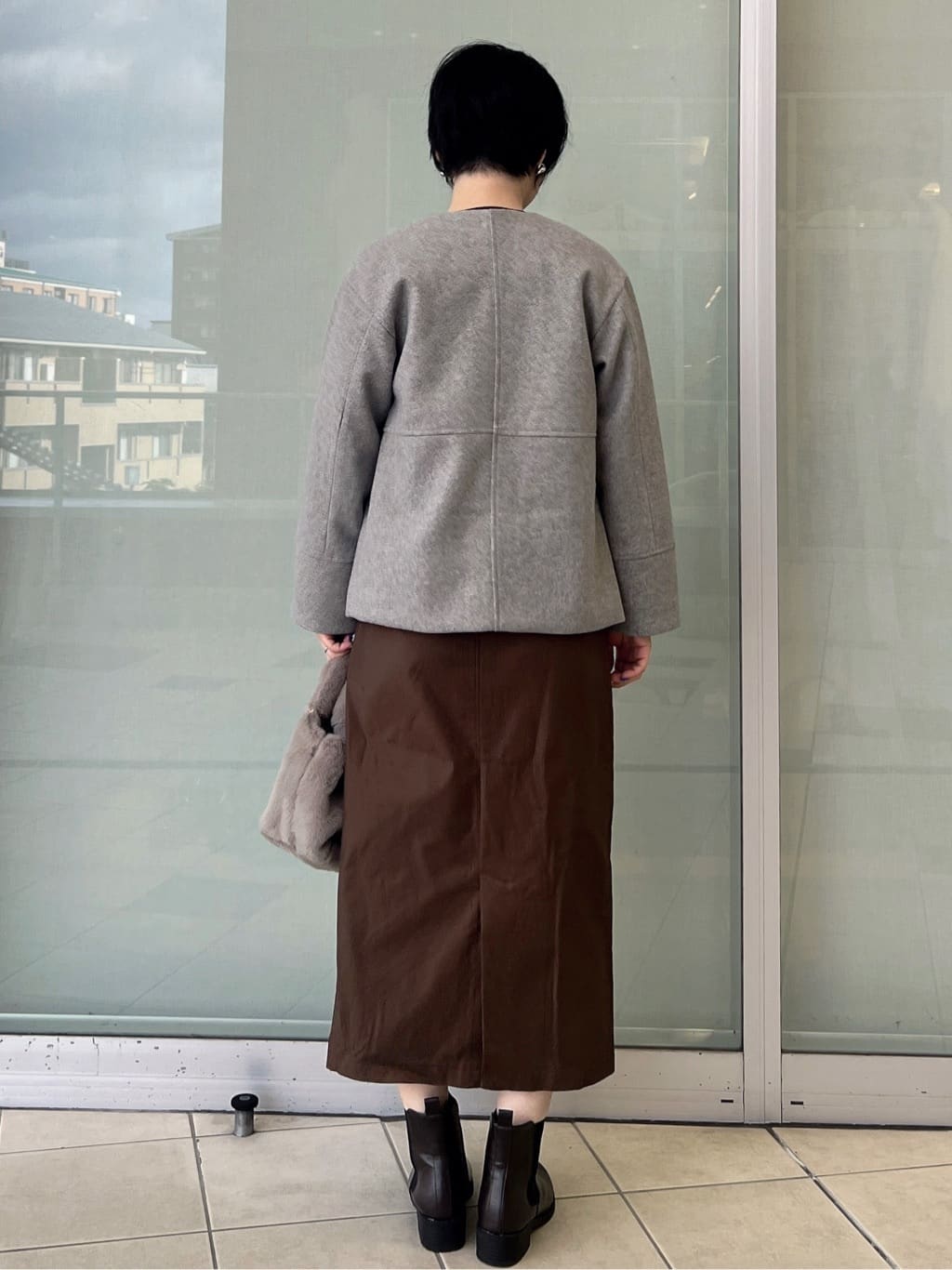 yo-koさんの「OPAQUE.CLIP｜ウールライクメルトンノーカラーコート【洗濯機洗い可】」を使ったコーディネート