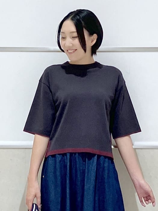 eriko さんの「Dessin｜【洗える】バイカラーショート丈ニット」を使ったコーディネート