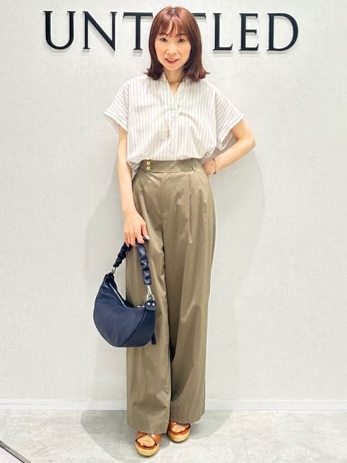 Miwaさんの「UNTITLED｜【洗える/スキッパー】フレンチスリーブシアーブラウス」を使ったコーディネート