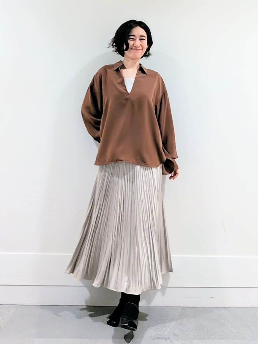 ミズタさんの「UNTITLED｜【セットアップ可/スキッパー/ゆったり】リラクパウダーシャツ」を使ったコーディネート