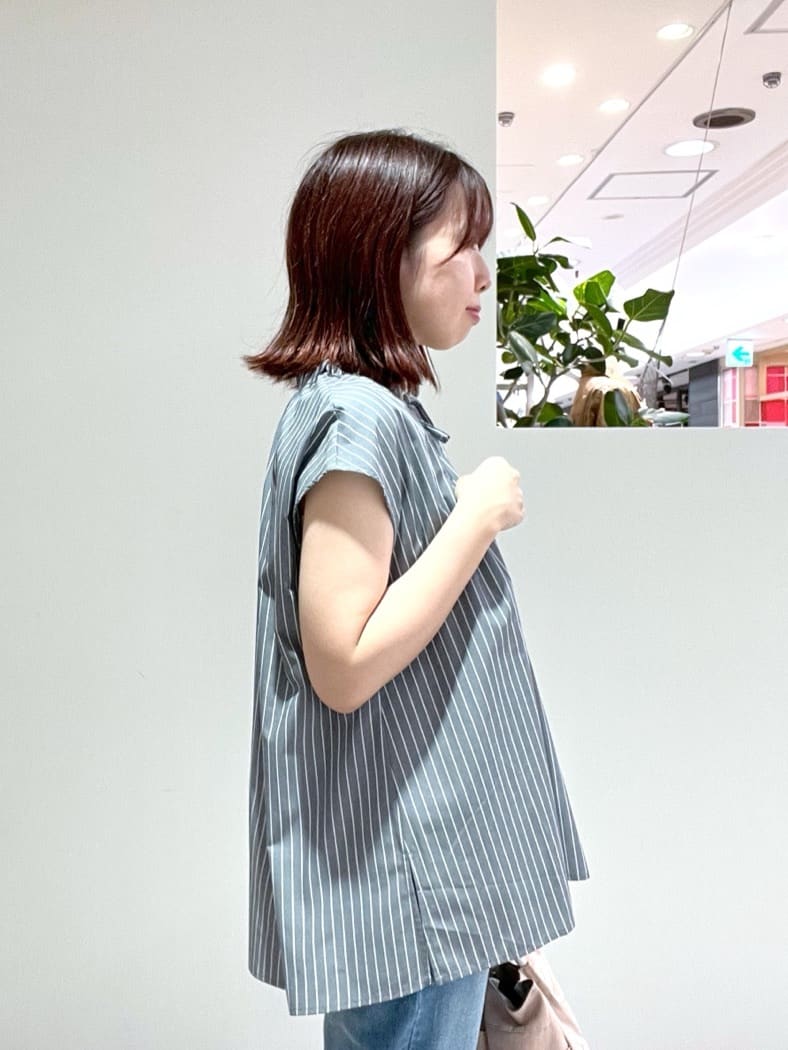 Makinoさんの「Dessin｜【洗える】ストライプ柄フレンチスリーブスキッパ―ブラウス」を使ったコーディネート