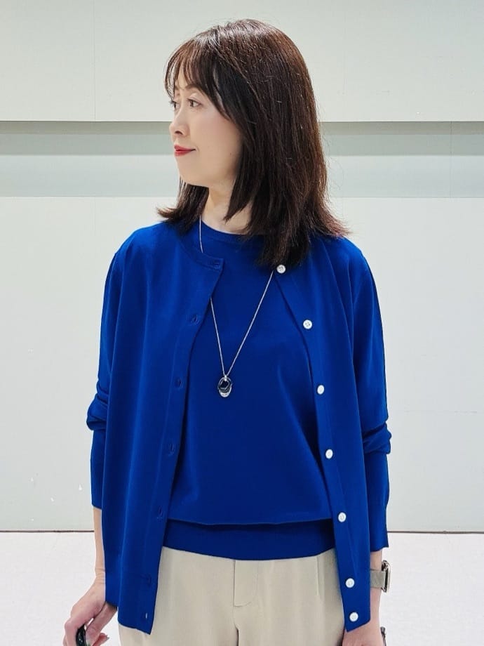 makiさんの「UNTITLED｜【アンサンブル可/薄手/洗える】5分袖クルーニット」を使ったコーディネート