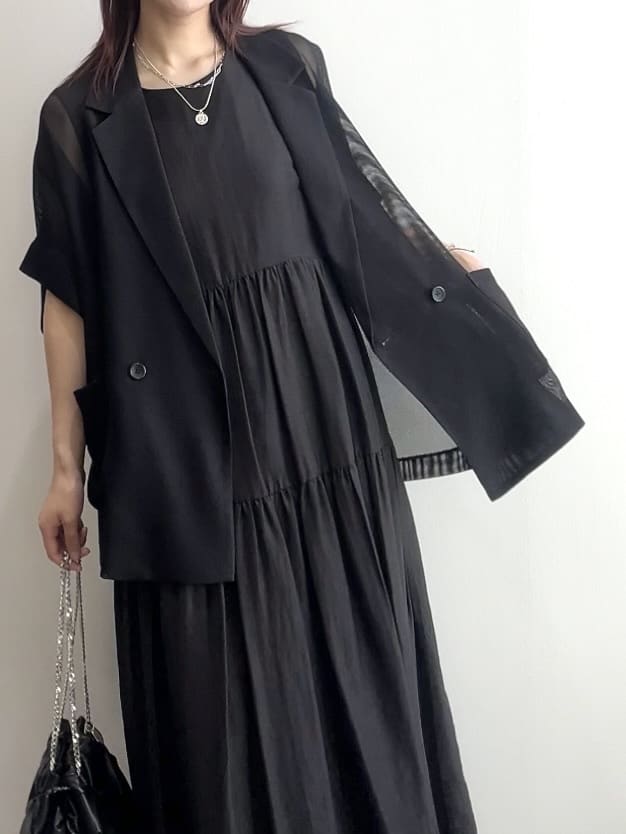 RINAさんの「OPAQUE.CLIP｜メッシュテーラードジャケット【洗濯機洗い可】」を使ったコーディネート