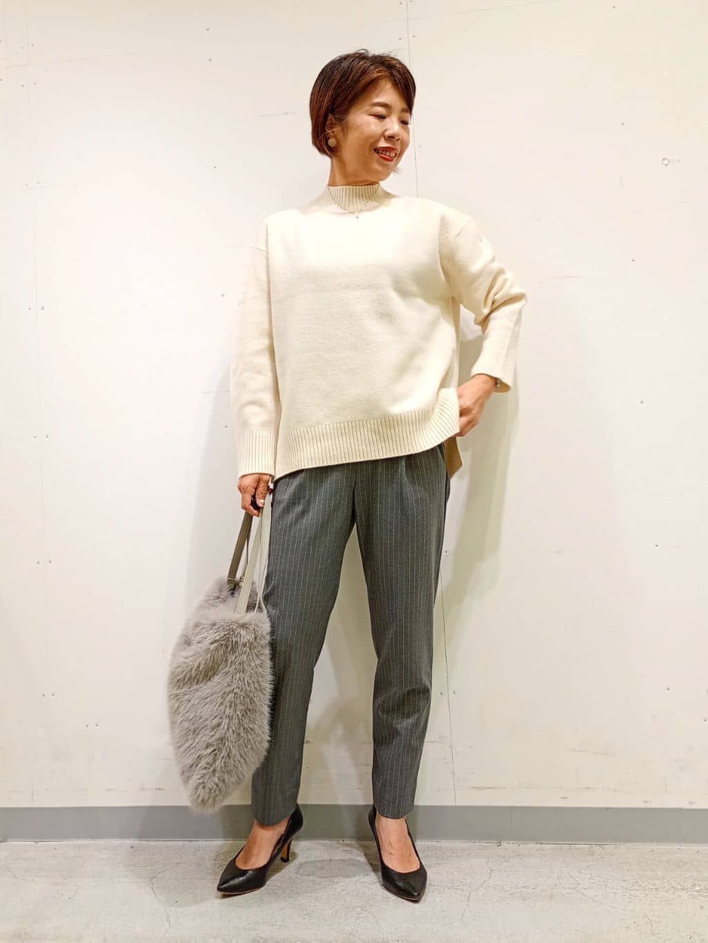 Kさんの「INDIVI｜【冬ニット人気NO．1！／カシミヤ混】ミドルゲージハイネックニット」を使ったコーディネート