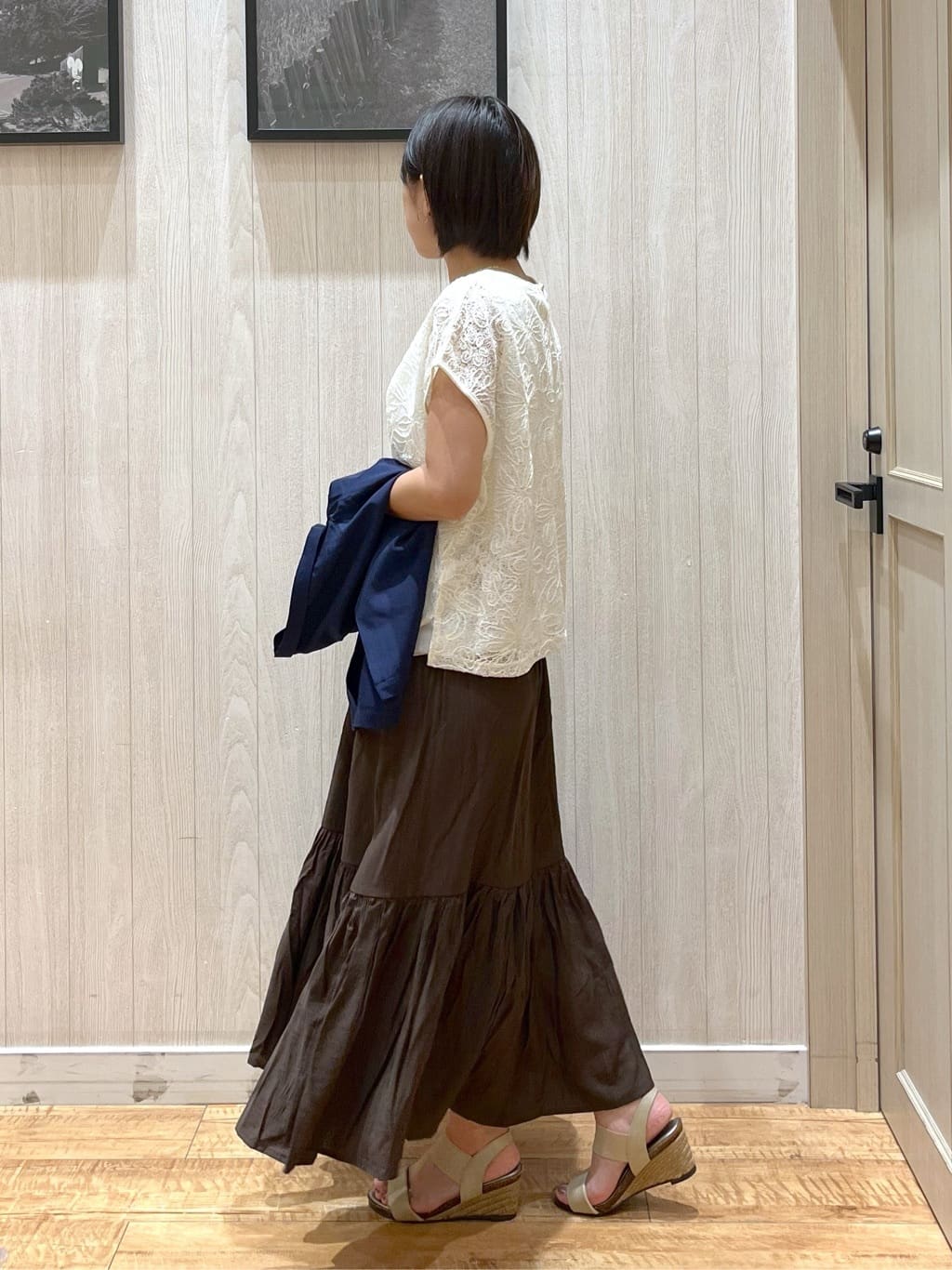 shirayuuuさんの「SHOO･LA･RUE｜【S-LL】さらりと着たい大人のための 麻調半袖ジャケット」を使ったコーディネート