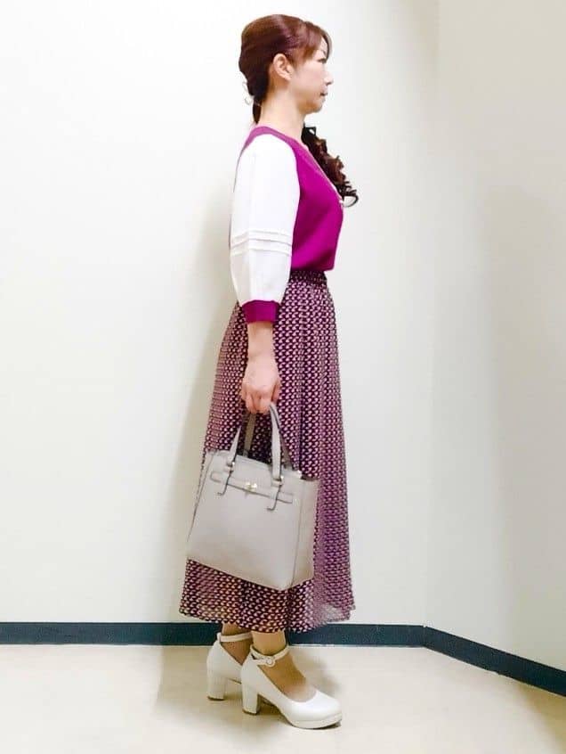花さんの「Reflect｜【WEB先行カラーあり／手洗い可】ジョーゼットスリーブ&times;ニット」を使ったコーディネート