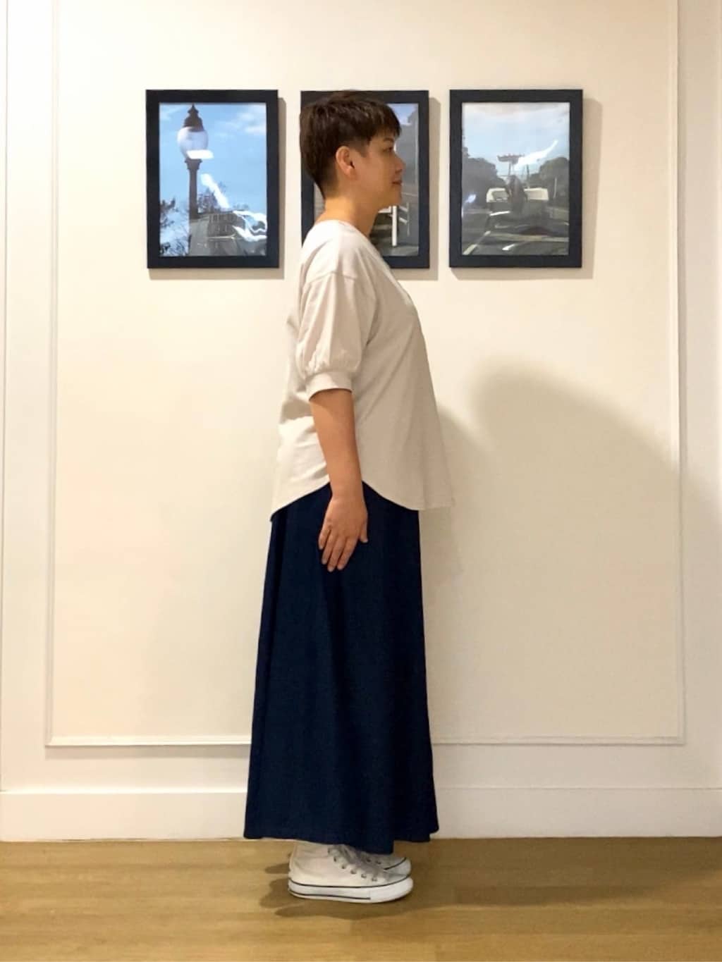 Hiroさんの「Dessin｜【360度可愛い/前後2WAY/洗える】ライトコットンヘンリーカットソー」を使ったコーディネート