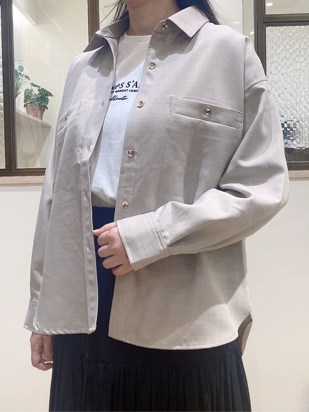 yayoiさんの「grove｜【カセット服/選べる着丈】洗濯機で洗えるオーバーシャツ」を使ったコーディネート