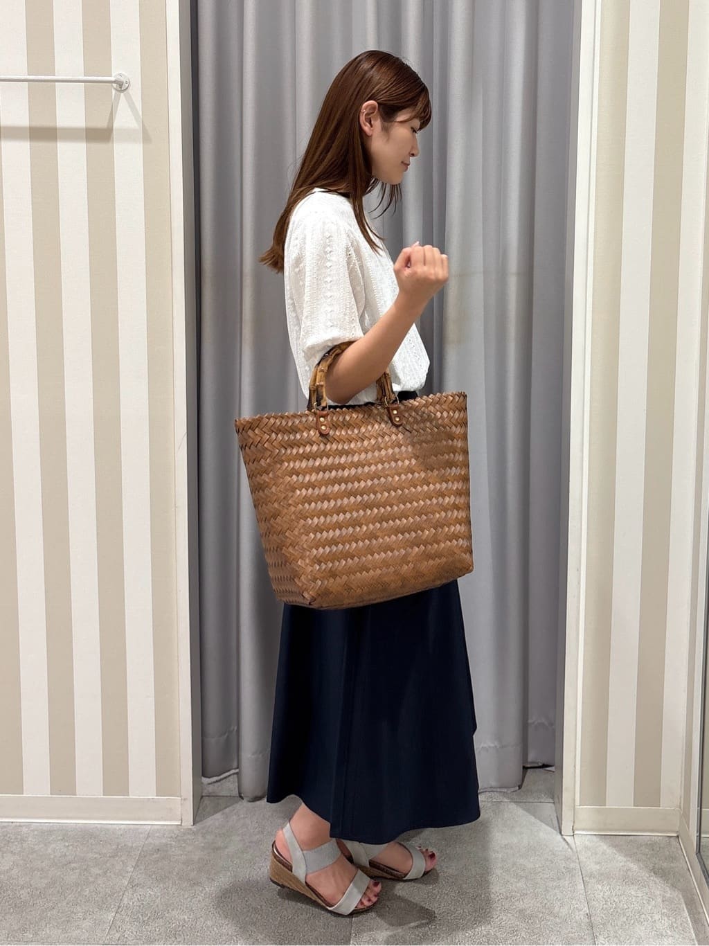 Rikaさんの「SHOO･LA･RUE｜【洗える/S-LL/撥水】タックギャザー フレアスカート」を使ったコーディネート