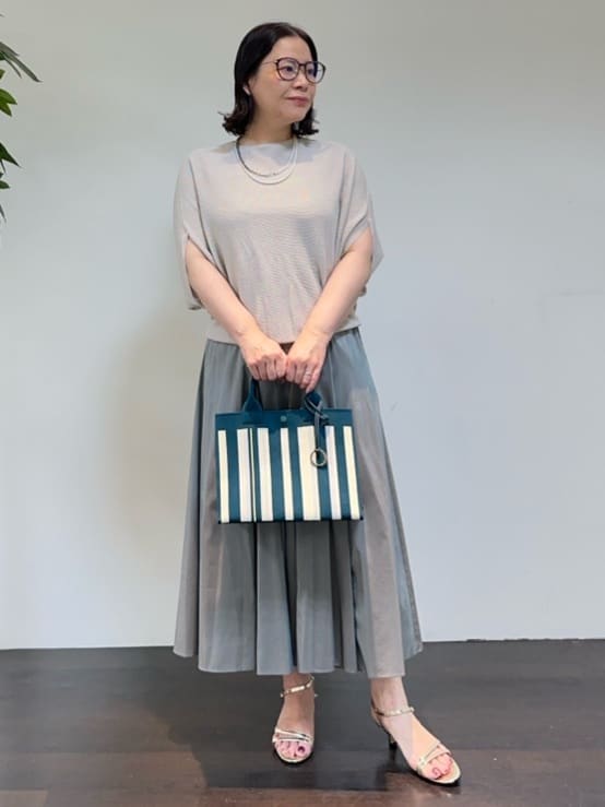 Asamiさんの「UNTITLED｜【手洗い可】マルチストライプニットバッグ」を使ったコーディネート