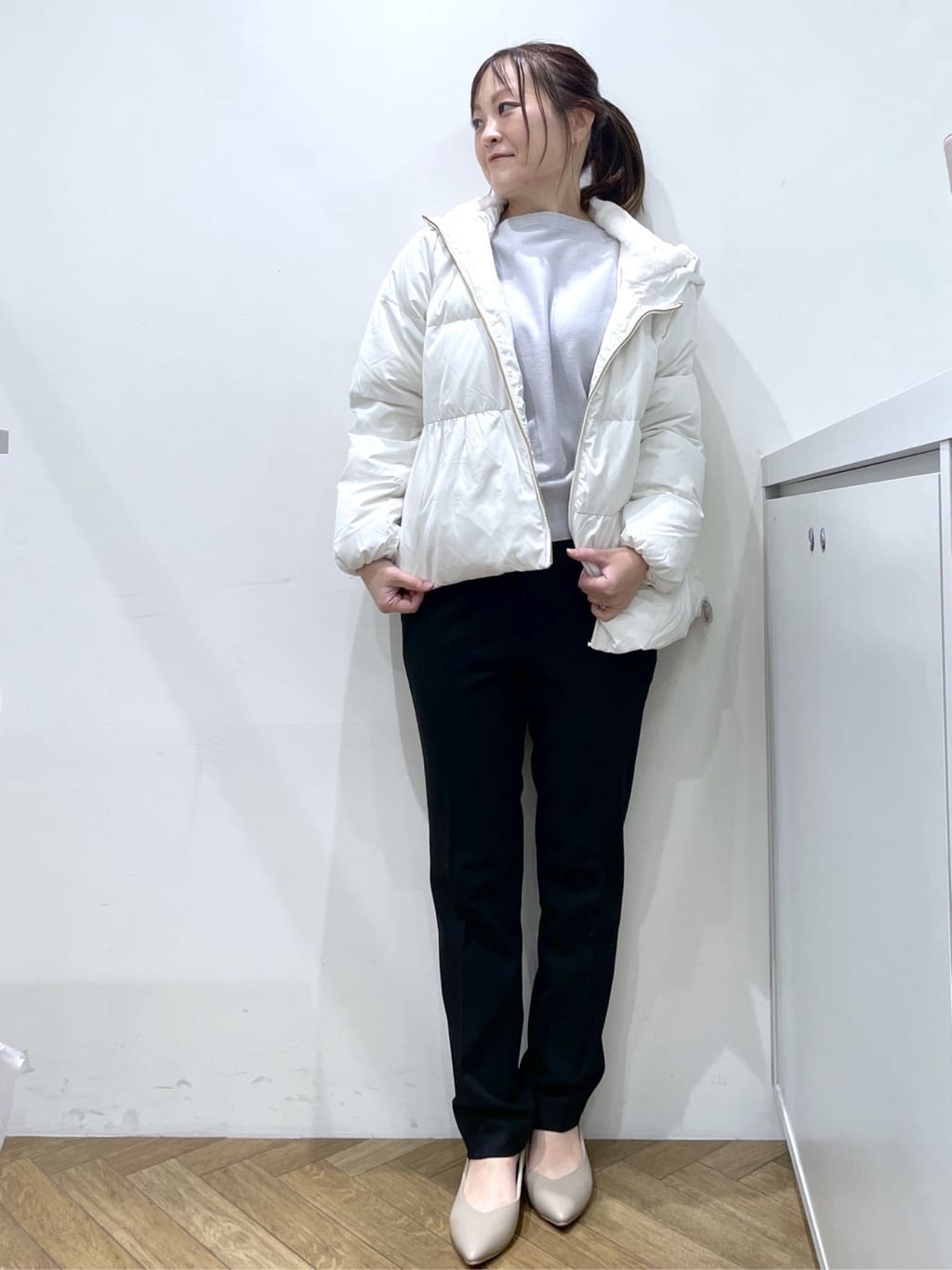 Junさんの「index｜ラメガーター編みボートネックニット【洗濯機OK】《8col／XS～LL》」を使ったコーディネート