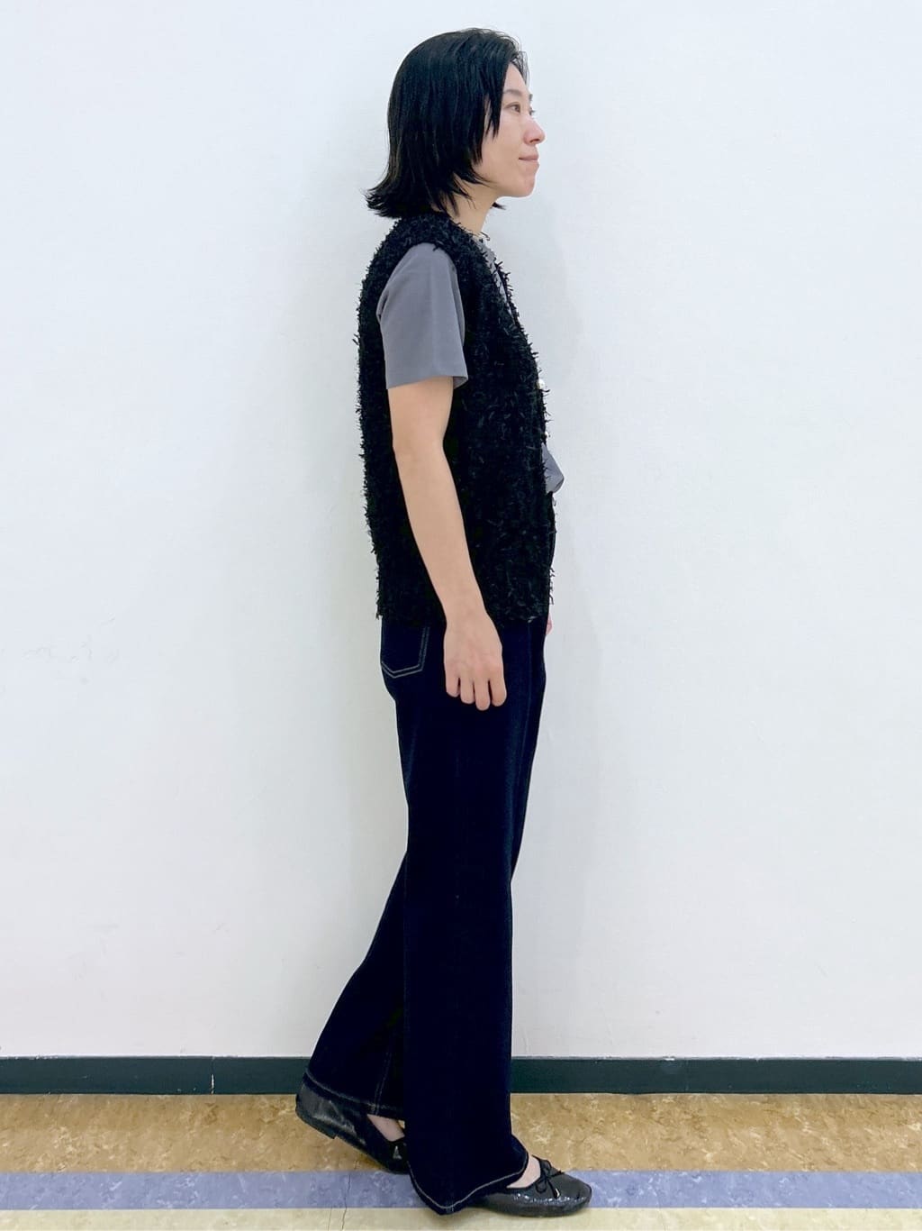 su.さんの「index｜《Can Cam掲載》フリンジシャギーコンパクトベスト【洗濯機洗い可】」を使ったコーディネート