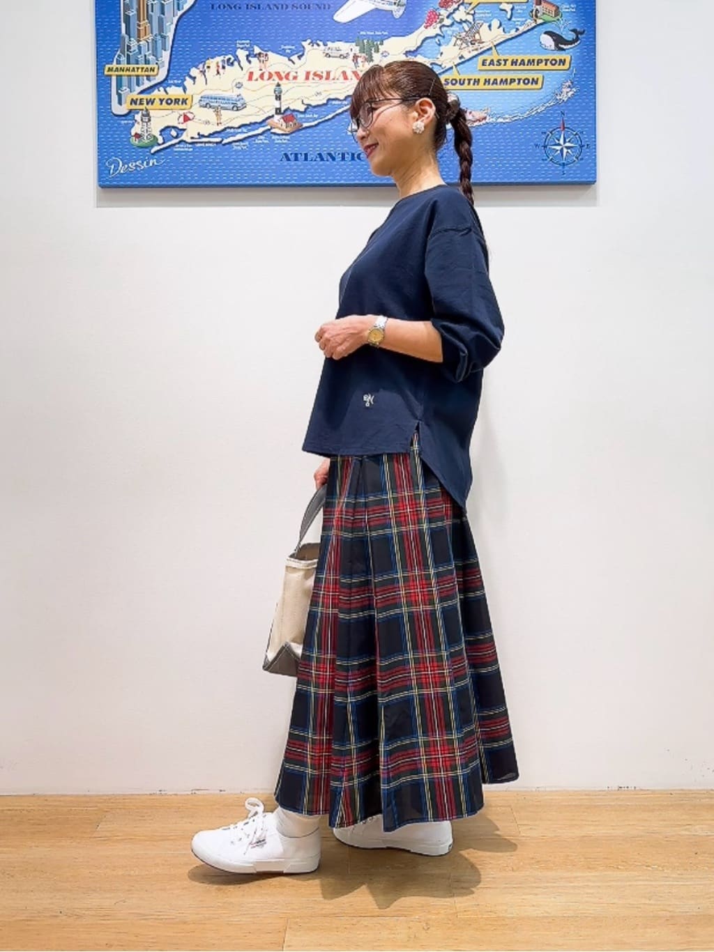 Yasucoさんの「Dessin｜【360度可愛い・洗える】バックヘンリーカットソー」を使ったコーディネート