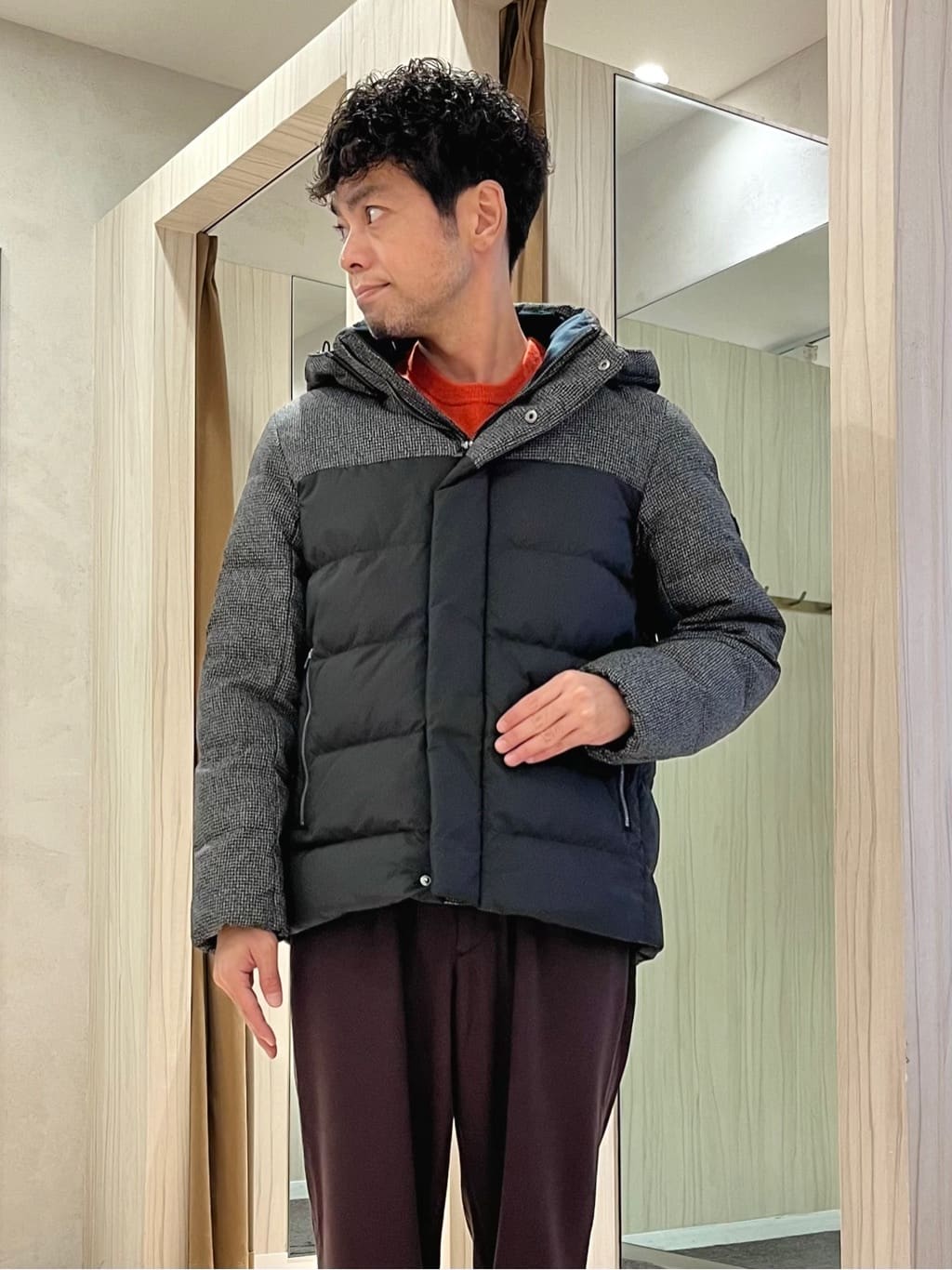 URAさんの「TAKEO KIKUCHI｜カラーコンビ ダウンブルゾン」を使ったコーディネート