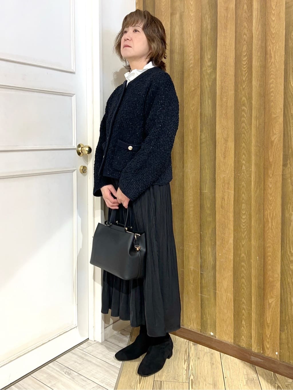 yuriyuriさんの「SHOO･LA･RUE｜【洗濯機可】上品で華やか スタンドフリルブラウス」を使ったコーディネート