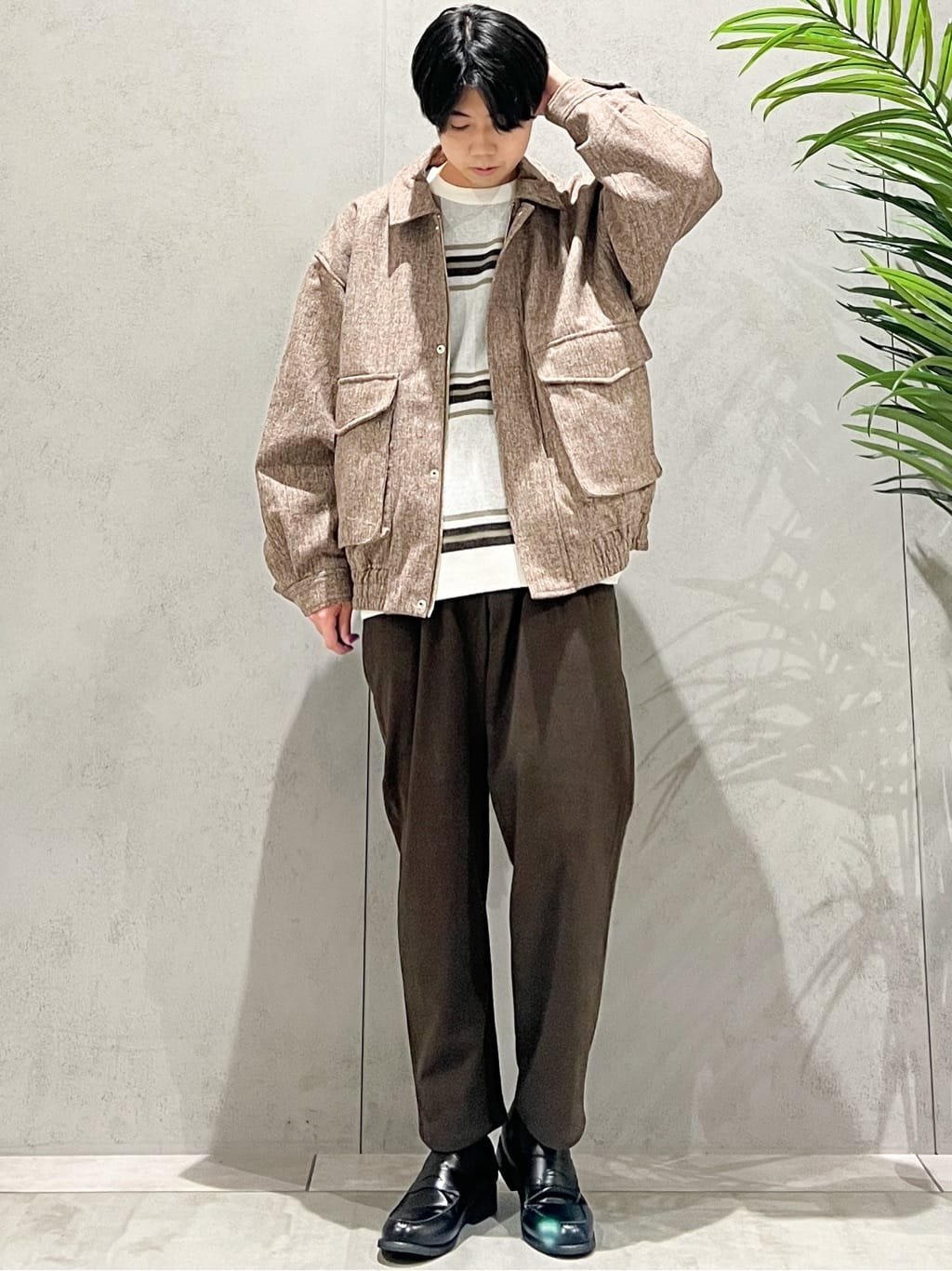 SHI-MAさんの「THE SHOP TK｜ツイードフライトビッグブルゾン 【洗濯機OK／セットアップ可】」を使ったコーディネート