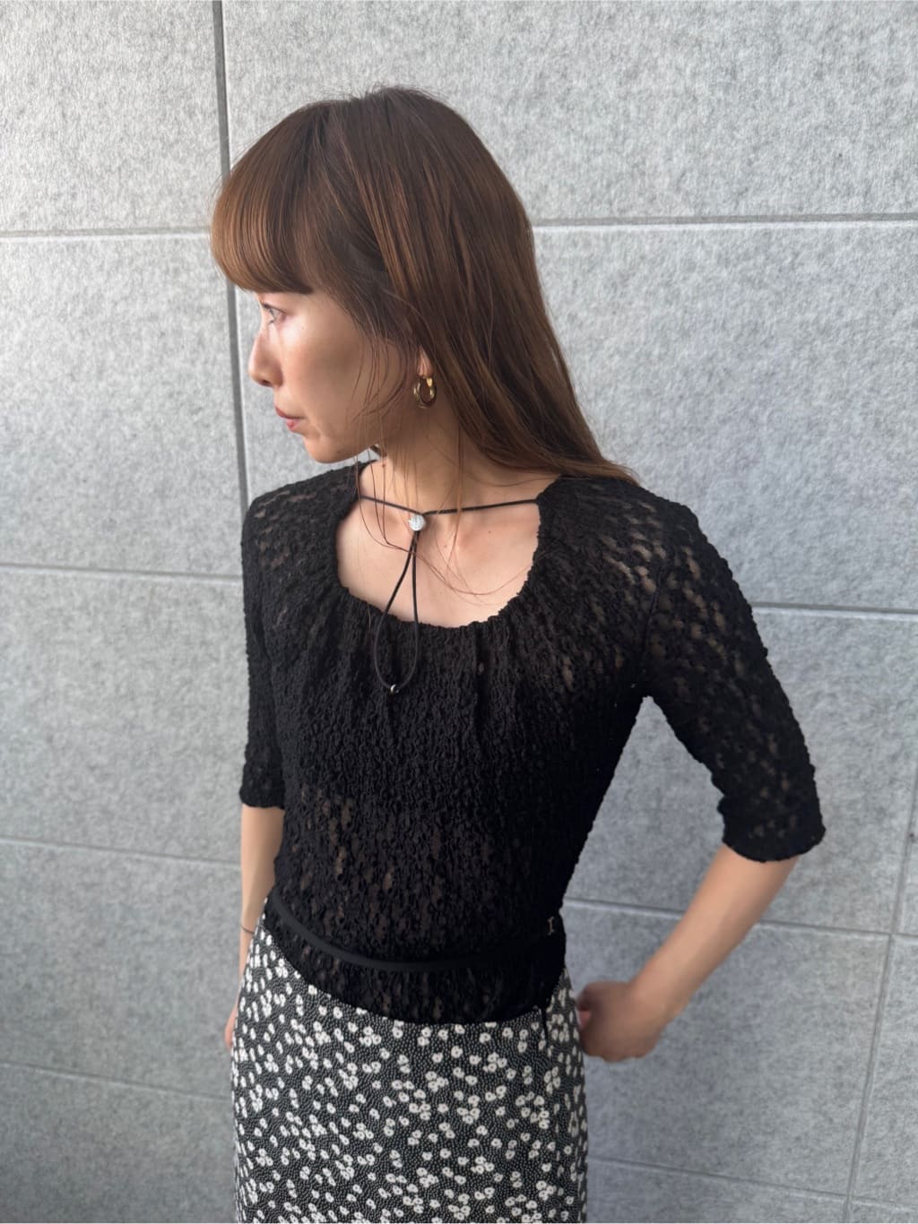 designer yukaさんの「CODE A｜lace layered pullover」を使ったコーディネート