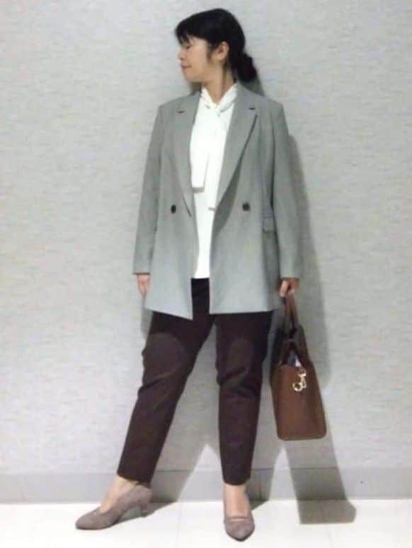 sakoさんの「Reflect｜【レイヤードに◎】ボウタイブラウス」を使ったコーディネート