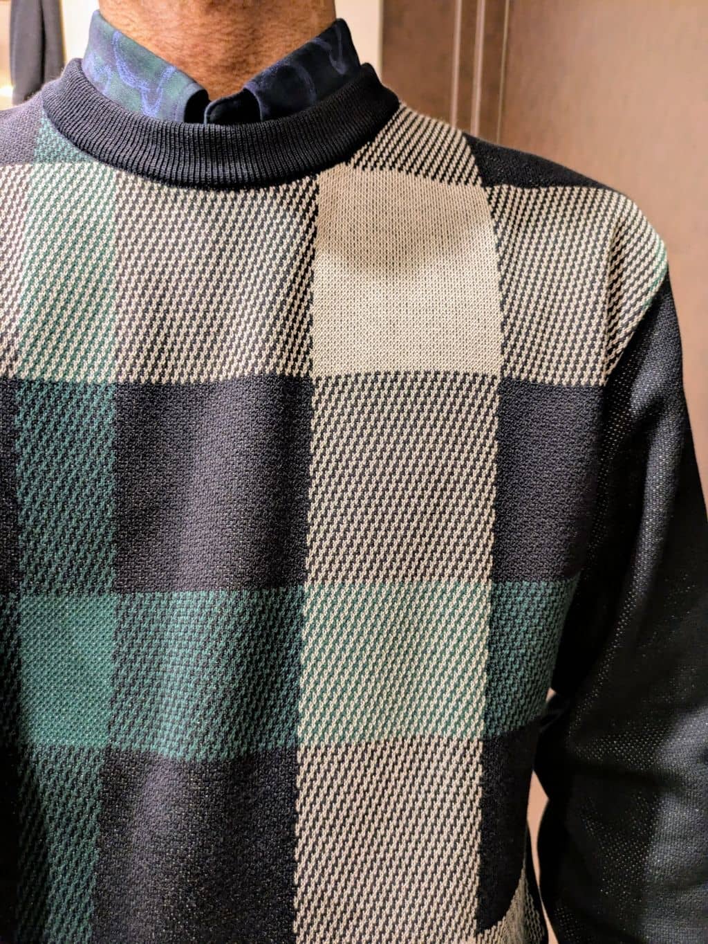ryoさんの「TAKEO KIKUCHI｜【Made in JAPAN】ビッグチェック＆スライドパズル柄 ニット」を使ったコーディネート