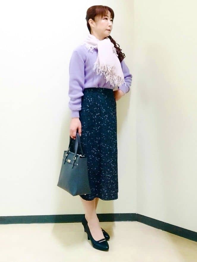 花さんの「Reflect｜【ほんのりラメ感◎】ケーブル柄ニット」を使ったコーディネート
