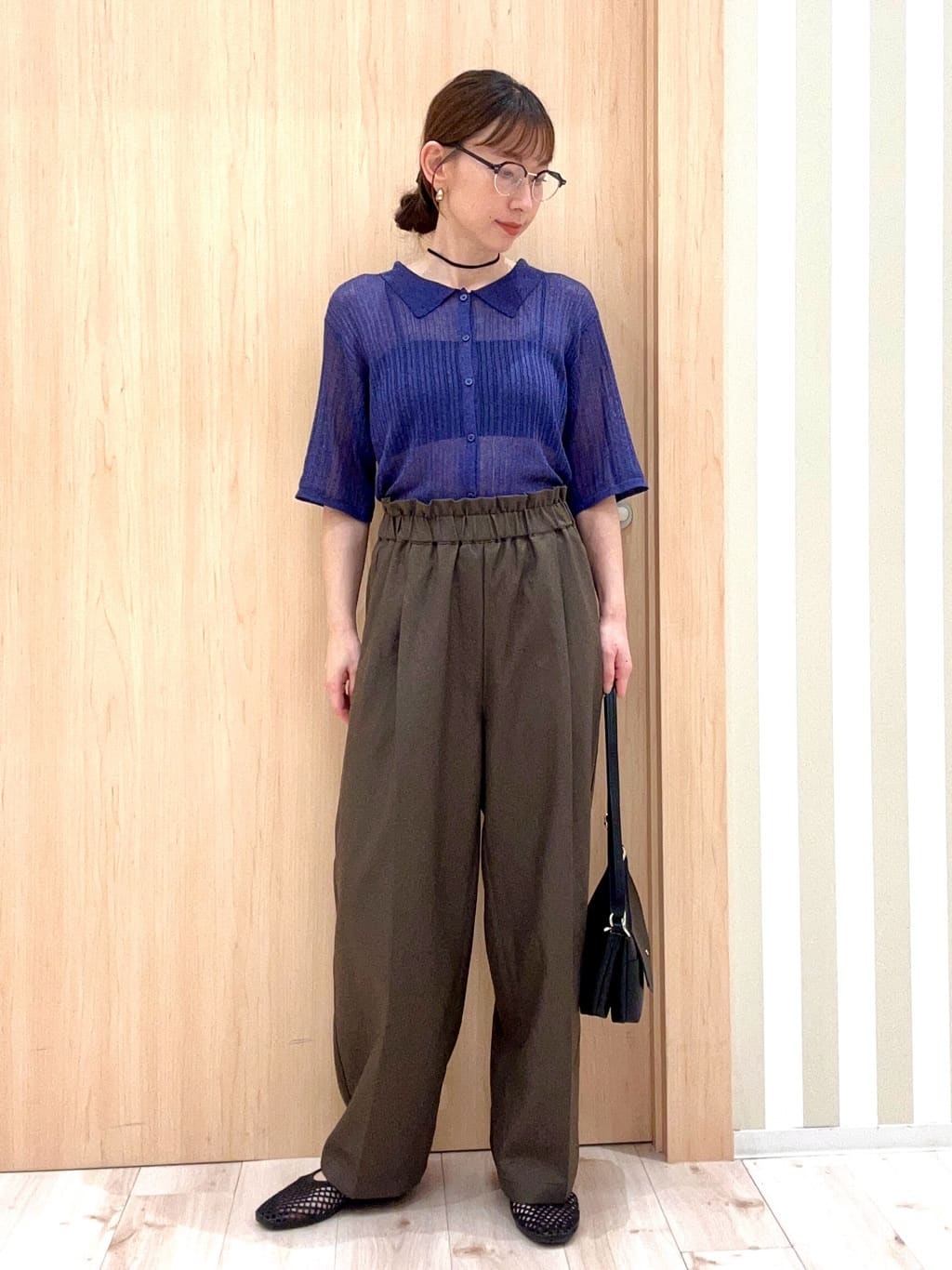ririさんの「SHOO･LA･RUE｜【洗える/S-LL】大人のシアー感 キラキラ リブニット」を使ったコーディネート