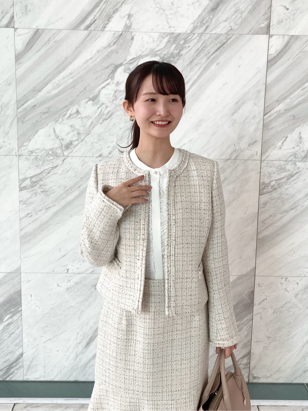 みさかさんの「index｜《通勤／セットアップ対応》ノーカラーツイードジャケット【洗濯機OK】」を使ったコーディネート
