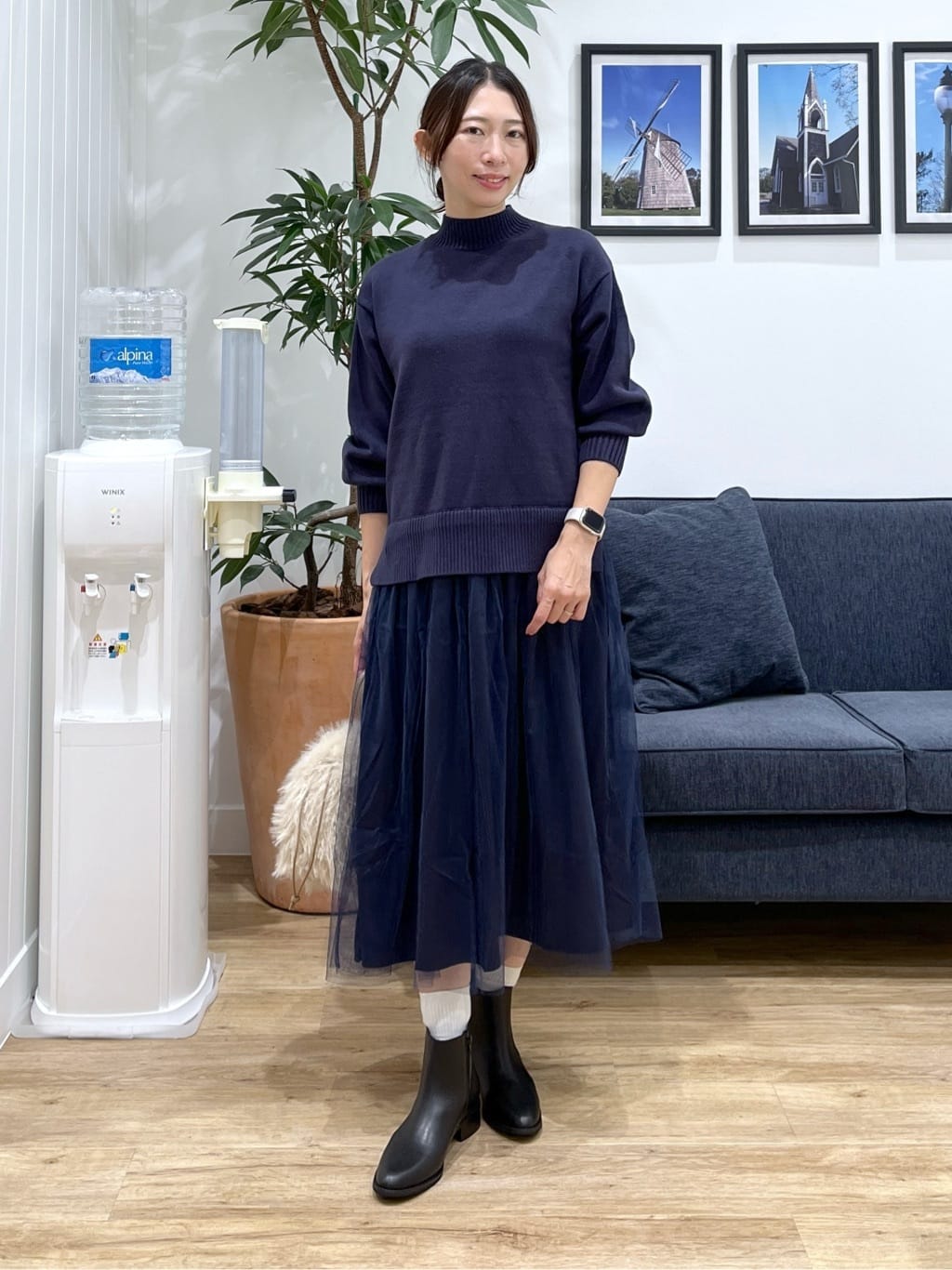 canaさんの「Dessin｜【洗える】ニットチュールドッキングワンピース」を使ったコーディネート