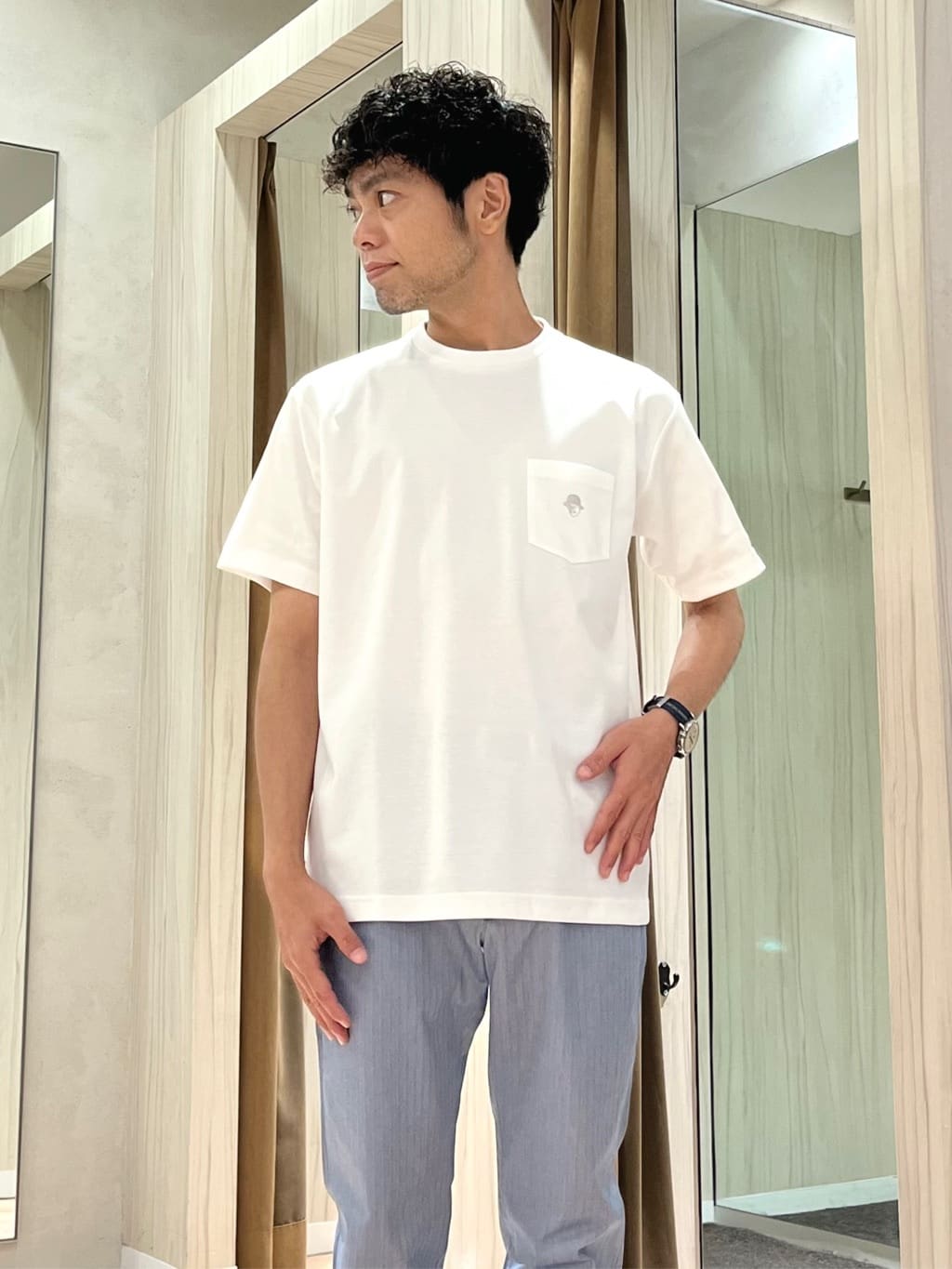 URAさんの「TAKEO KIKUCHI｜【COOL CITY WEAR】DotAir（R）サッカー シャツ」を使ったコーディネート