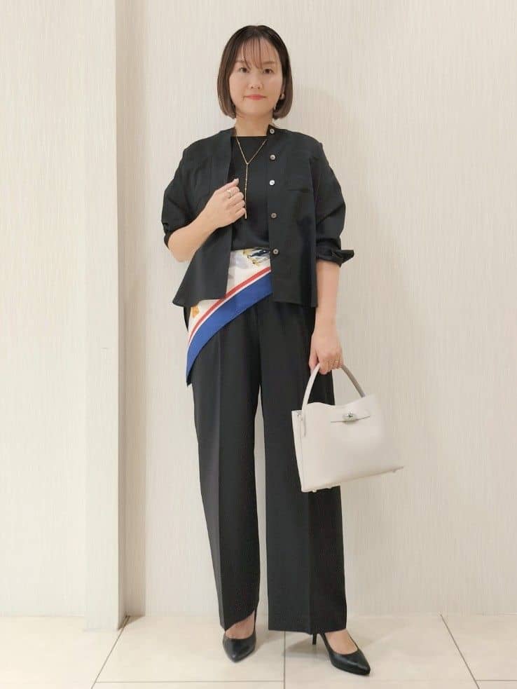 naokoさんの「UNTITLED｜【セットアップ可/はっ水/通勤】リラククール 半袖ブラウス」を使ったコーディネート