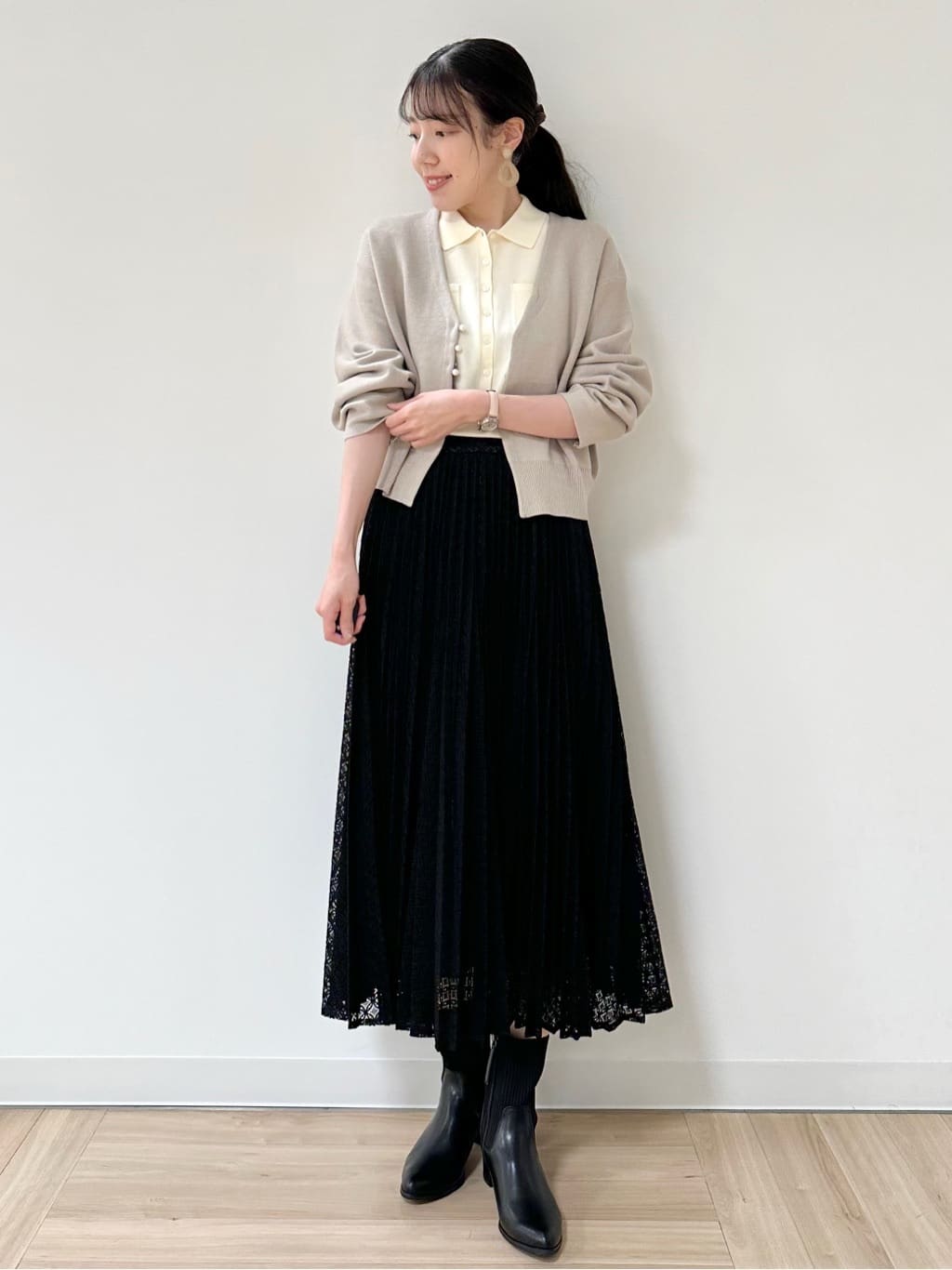 Momoさんの「Reflect｜【透けにくい◎】衿付き七分袖ニット」を使ったコーディネート