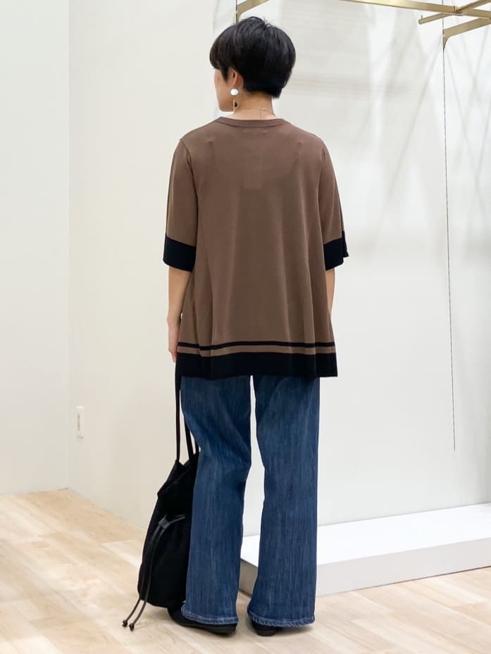 Keiさんの「grove｜涼やか体型カバー　配色シアーニットプルオーバー」を使ったコーディネート