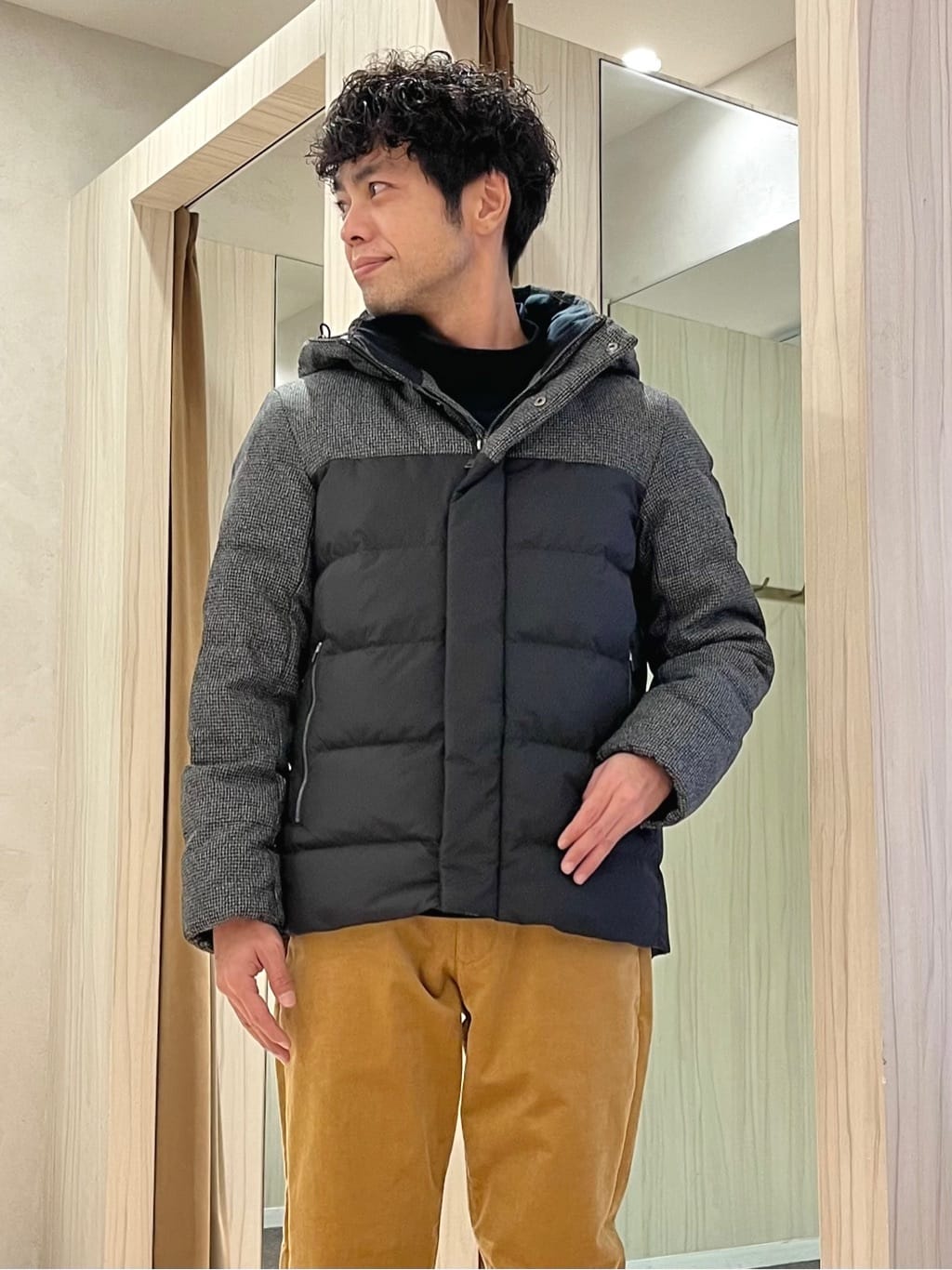 URAさんの「TAKEO KIKUCHI｜カラーコンビ ダウンブルゾン」を使ったコーディネート