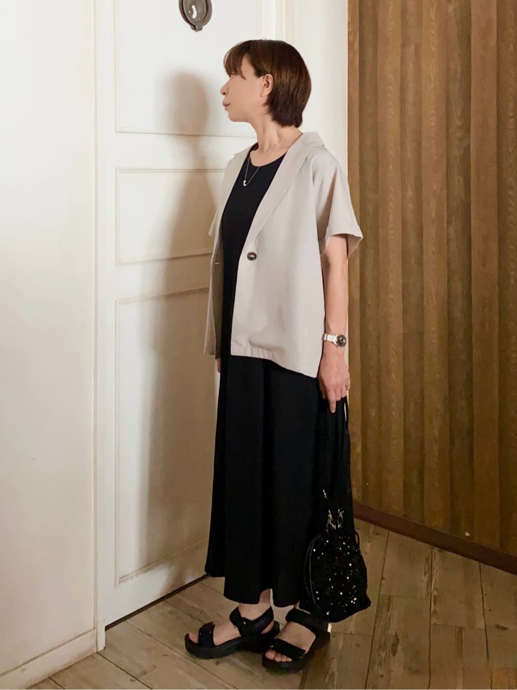 WAさんの「SHOO･LA･RUE｜【S-LL】さらりと着たい大人のための 麻調半袖ジャケット」を使ったコーディネート