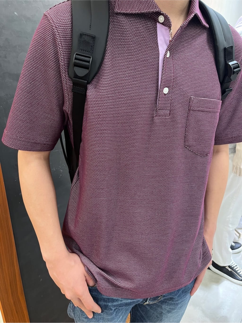 たくやさんの「TAKEO KIKUCHI｜【抗菌防臭／9色5サイズ展開】ハニカムメランジ ポロシャツ」を使ったコーディネート