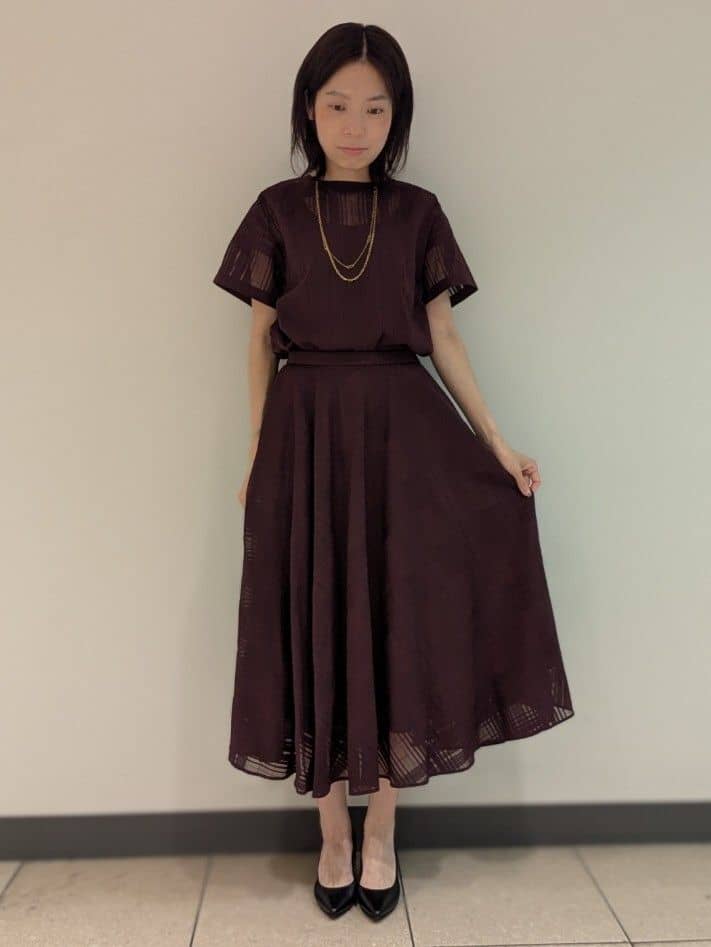 Ayaさんの「UNTITLED｜【セットアップ可/エレガント】シアーチェックTブラウス」を使ったコーディネート