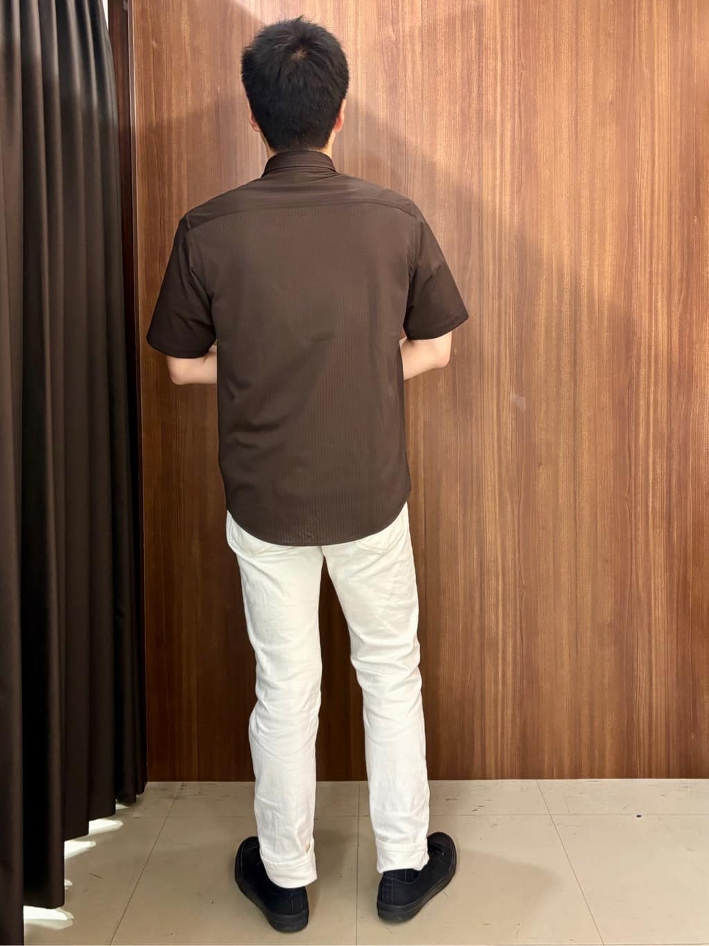 中村さんの「TAKEO KIKUCHI｜【COOL CITY WEAR】ストライプジャージ ボタンダウンシャツ /接触冷感」を使ったコーディネート