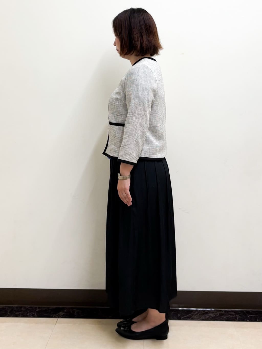 ミヨさんの「Reflect｜【軽い着心地】メッシュツイードジャケット」を使ったコーディネート