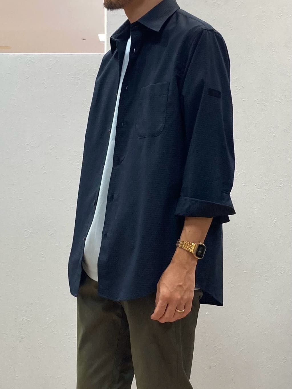 シュンさんの「TAKEO KIKUCHI｜【COOL CITY WEAR】DotAir（R）サッカー シャツ」を使ったコーディネート