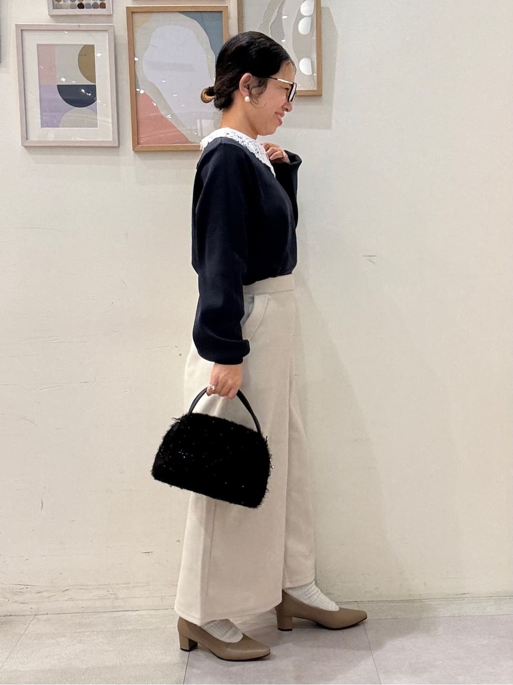 たけぴさんの「SHOO･LA･RUE｜【洗濯機可】美脚見え あったか圧縮ニット ガウチョパンツ」を使ったコーディネート