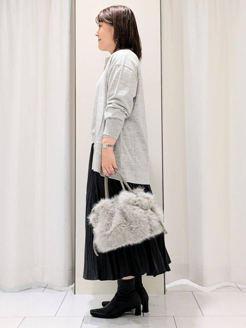 Onumaさんの「UNTITLED｜【アンサンブル可/洗える/ボタンなし】シルクウールカシミヤ 着流しカーディガン」を使ったコーディネート