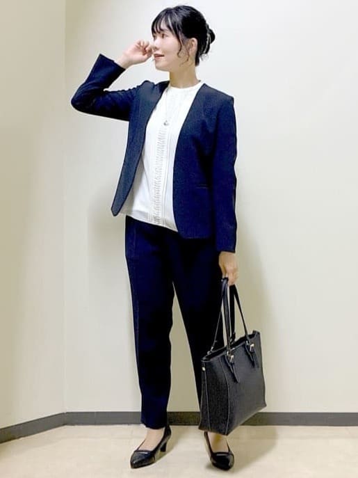  beni_gingerさんの「Reflect｜【SS-4Lサイズ／通勤／セットアップ可】ノーカラージャケット」を使ったコーディネート